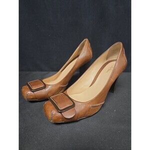 Cole Haan Womens Brown Leather Heel Pump Preppy Shoes Size 10.5 B